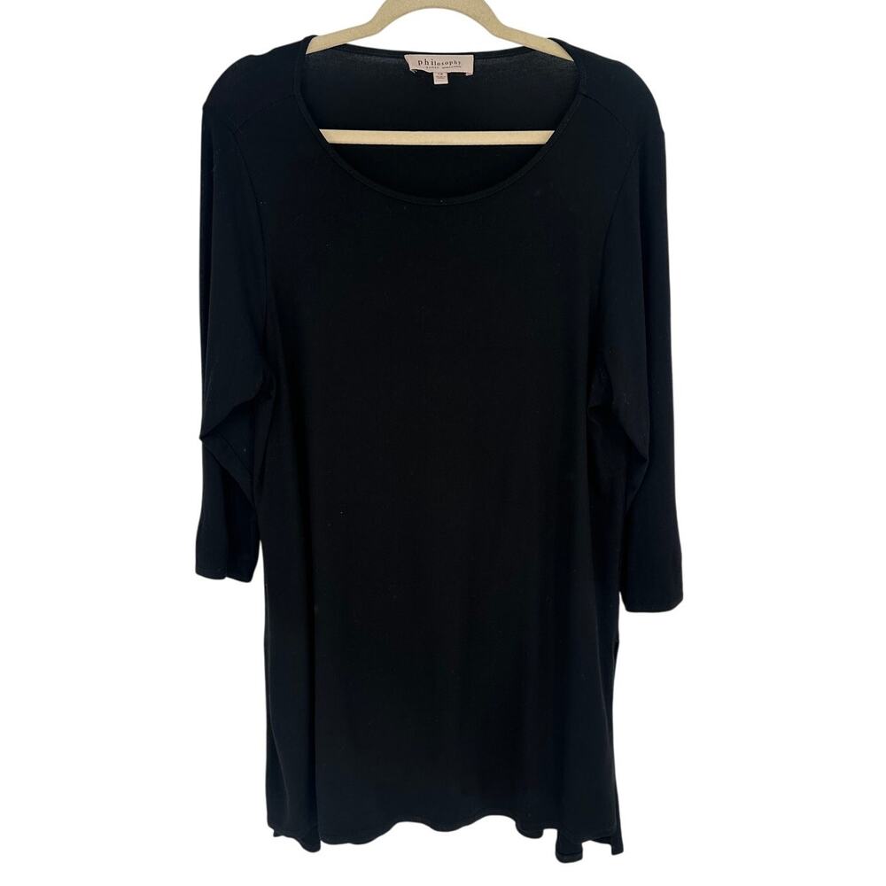 Philosophy Black 3/4 Sleeve Round Neck Mini Dress Stretch Casual Workwear 1X